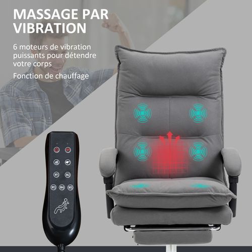 Fauteuil De Bureau Massant Chauffant Monica Gris Et Noir