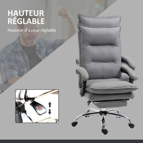 Fauteuil De Bureau Massant Chauffant Monica Gris Et Noir