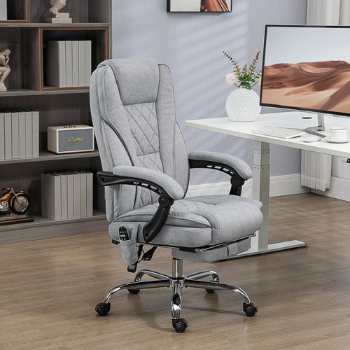 Fauteuil De Bureau Manager Massant Chauffant Velours Julia Gris
