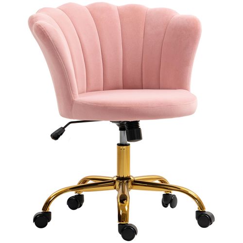 Chaise Bureau Velours Design Coquillage Lucia Rose Et Doré