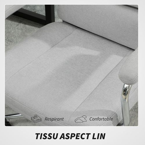 Fauteuil De Bureau Design Acier Chromé Milan Lin Gris Clair