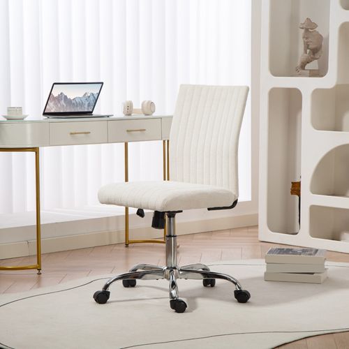 Chaise De Bureau Design Sans Accoudoirs Sienna Blanc Cassé