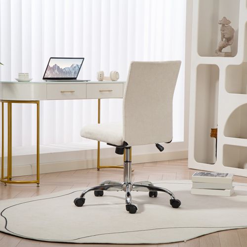 Chaise De Bureau Design Sans Accoudoirs Sienna Blanc Cassé
