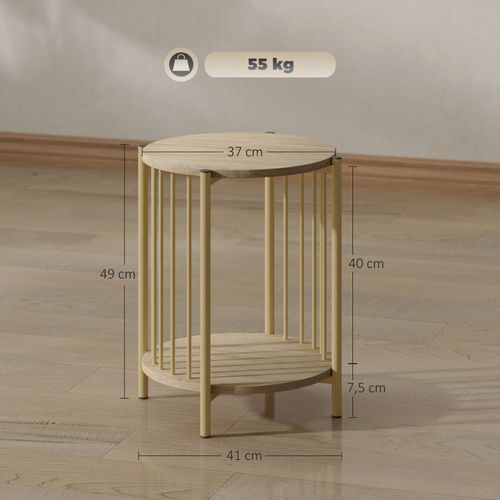 Table Basse D'appoint Design Yara Effet Bois Naturel Et Or