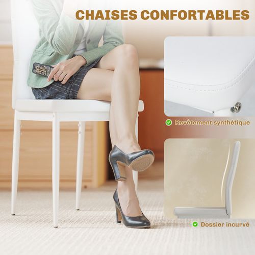 Ensemble Table à Manger Et 4 Chaises Métal Alba Blanc