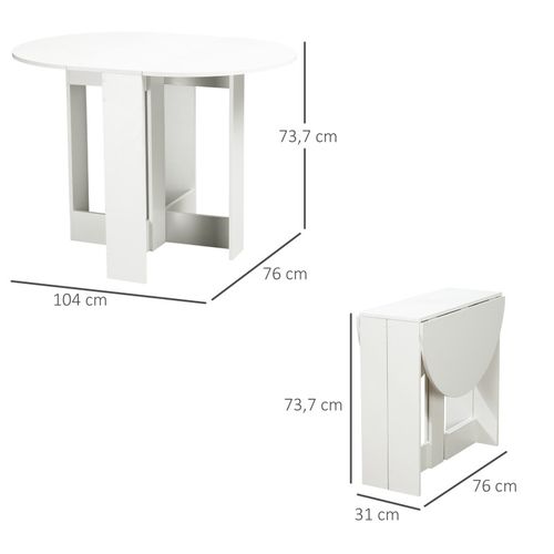 Table Ovale Pliable 2 Abattants Liora Blanc