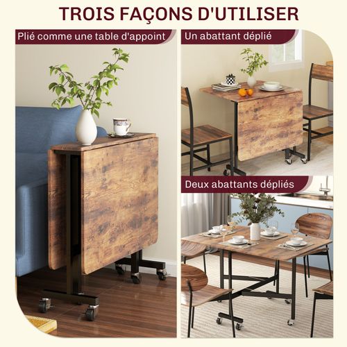 Table à Rabat Pliable Mobile 6 Personnes Marlow Bois Vieilli