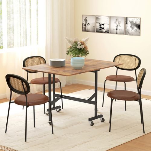 Table à Rabat Pliable Mobile 6 Personnes Marlow Bois Vieilli