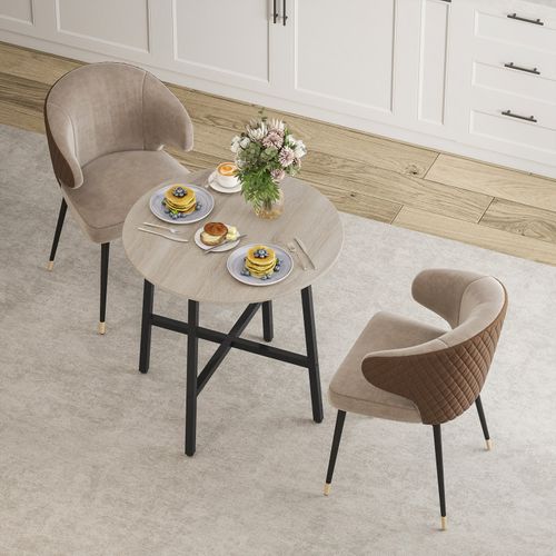 Table Ronde Style Industriel Vonia Aspect Bois Naturel