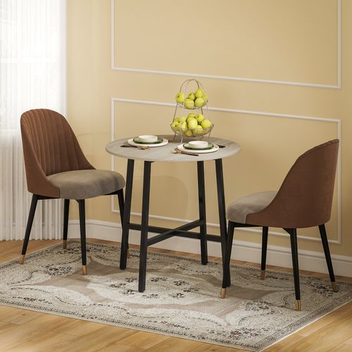 Table Ronde Style Industriel Vonia Aspect Bois Naturel