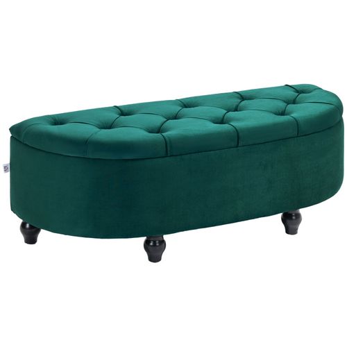 Pouf De Rangement Capitonné Demi-cercle Alicia Vert Émeraude