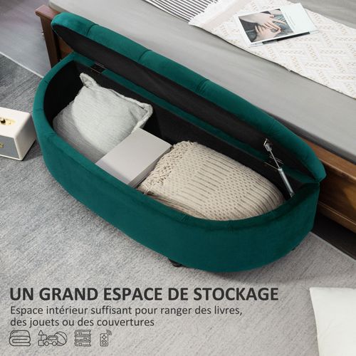 Pouf De Rangement Capitonné Demi-cercle Alicia Vert Émeraude