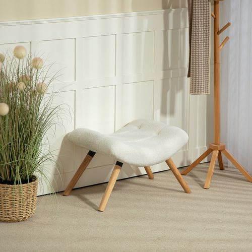 Pouf Bouclette Assise Courbée Adele Blanc Crème