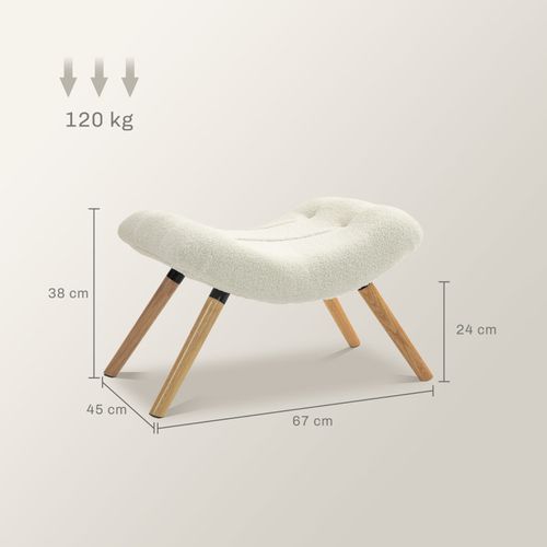 Pouf Bouclette Assise Courbée Adele Blanc Crème