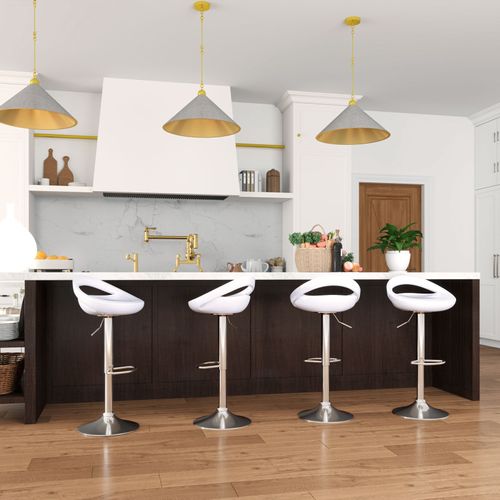 Lot De 2 Tabourets De Bar Pivotant Repose-pieds Aladie Blanc