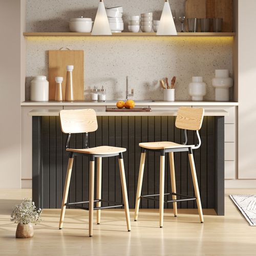 Lot De 2 Chaises De Bar Style Nordique Adrien Effet Bois