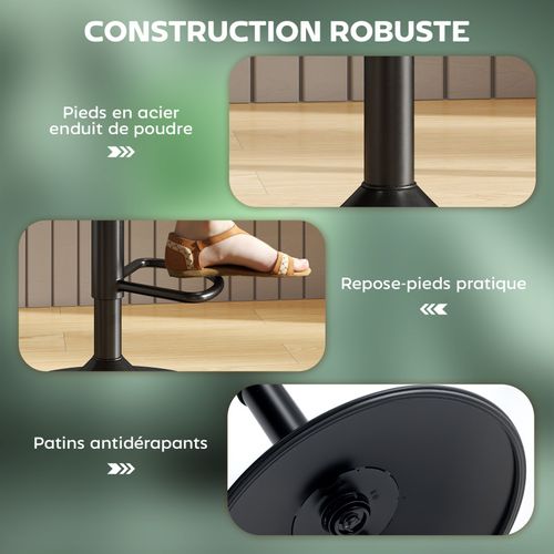 Lot De 2 Tabourets De Bar Lykke Tissu Vert Acier Noir Mat