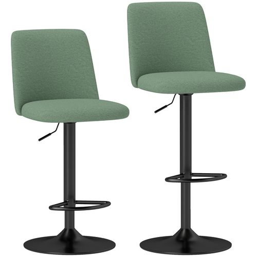 Lot De 2 Tabourets De Bar Lykke Tissu Vert Acier Noir Mat