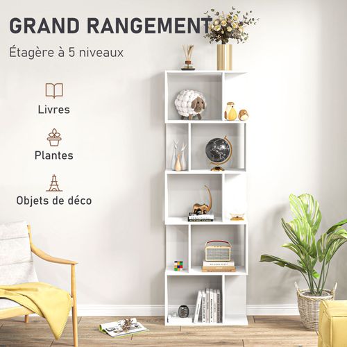 Bibliothèque Design 5 Étagères Camara Blanche