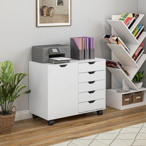 Meuble Support Imprimante Mobile 5 Bragance Blanc