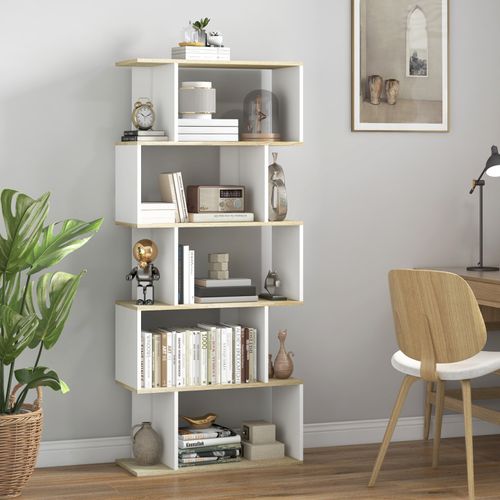 Bibliothèque Scandinave 10 Étagères Rainha Blanc Et Bois