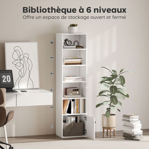 Bibliothèque Étroite Avec Placard Braga Blanche