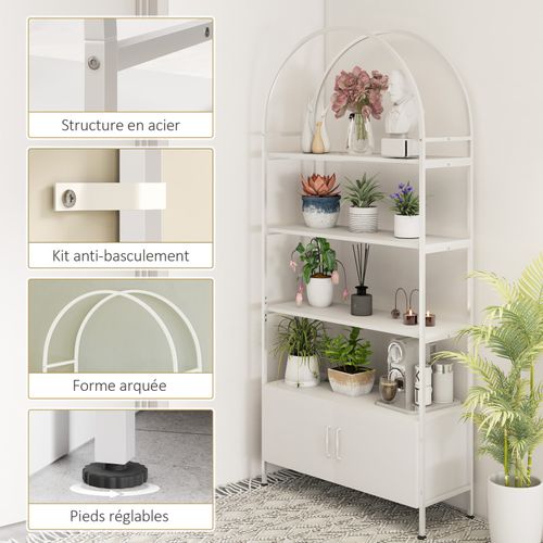 Étagère Design Arquée Avec Placard Chaves Blanche