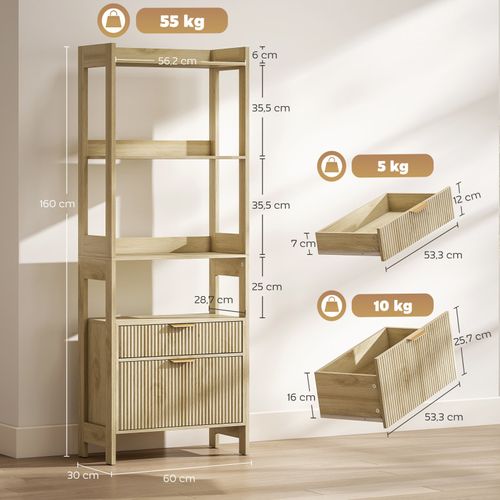 Bibliothèque Étagère Avec Tiroirs Covilha Bois Naturel