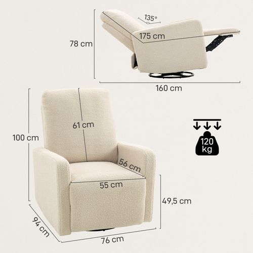 Fauteuil Relax Avec Repose-pieds Tarsaq Beige