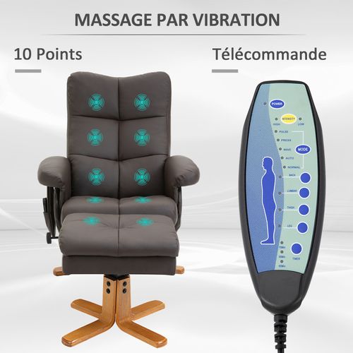 Fauteuil De Massage Inclinable Iruk Chocolat Et Bois 