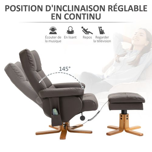 Fauteuil De Massage Inclinable Iruk Chocolat Et Bois 