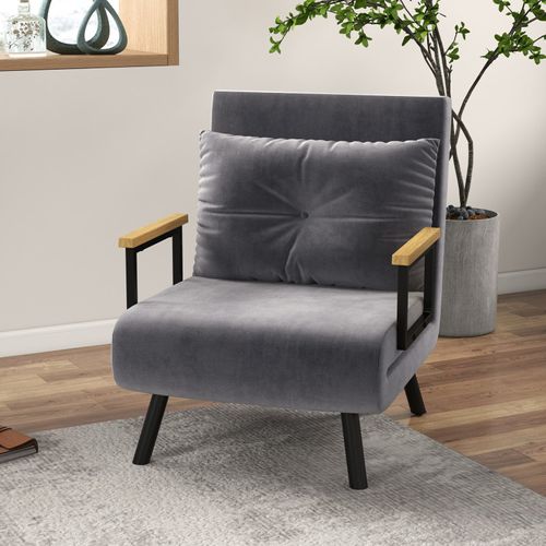 Fauteuil Convertible 3-en-1 Rasak Velours Anthracite
