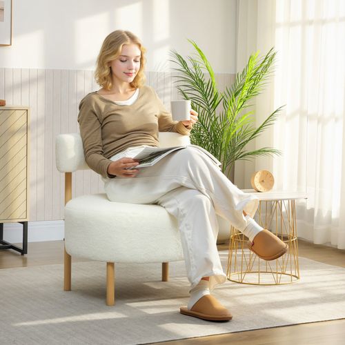 Fauteuil Style Nordique Paamiut Bouclette Crème