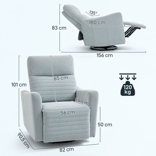 Fauteuil Relax Pivotant Kanger Lin Gris Bleuté