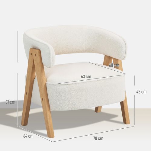 Fauteuil Relax Nordique Strom Bouclette Blanche Et Bois