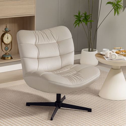 Fauteuil Lounge Talik Tissu Chenille Grège