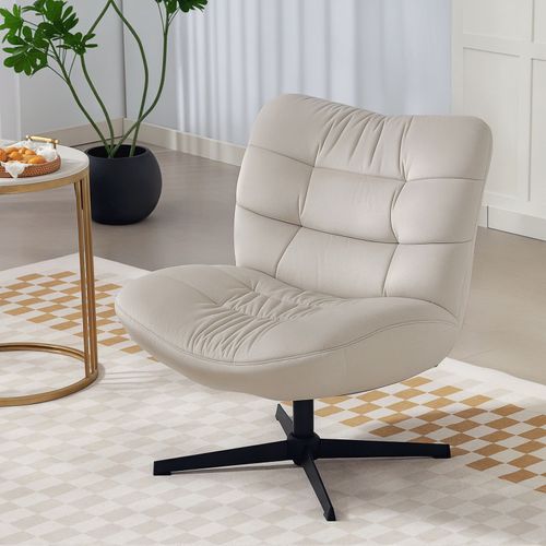 Fauteuil Lounge Talik Tissu Chenille Grège
