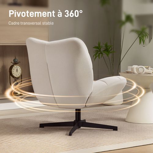 Fauteuil Lounge Talik Tissu Chenille Grège