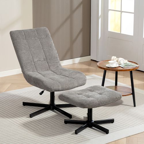 Fauteuil Lounge Inclinable Avec Repose-pieds Lussac Gris