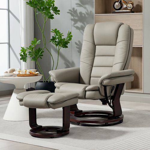 Fauteuil De Relaxation Avec Repose-pieds Acira Grège