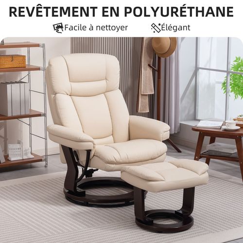 Fauteuil De Relaxation Erco Beige Clair Effet Bois Wengé