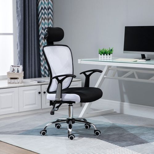 Chaise De Bureau Manager Tirreni Blanche Et Noire
