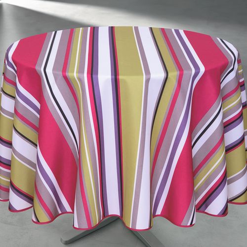 Nappe Ronde Anti Taches à Rayures - 160x160 Cm - Vert