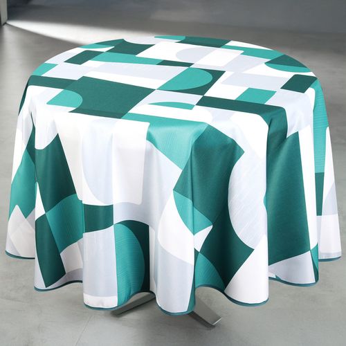 Nappe Anti-tâche Ronde Design Géométrique - 160x160 Cm - Vert