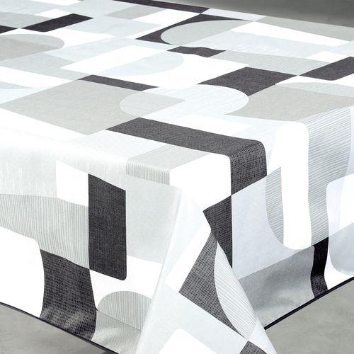 Nappe Anti-tâche Rectangulaire Design Géométrique - 145x240 Cm - Gris