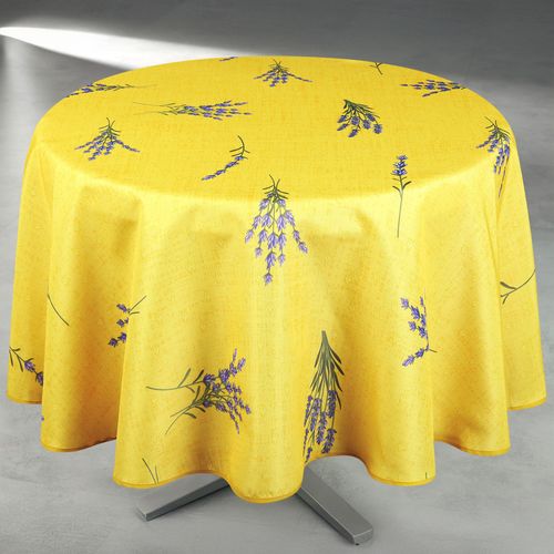 Nappe Anti-tâche Ronde Motif Lavande - 160x160 Cm - Jaune