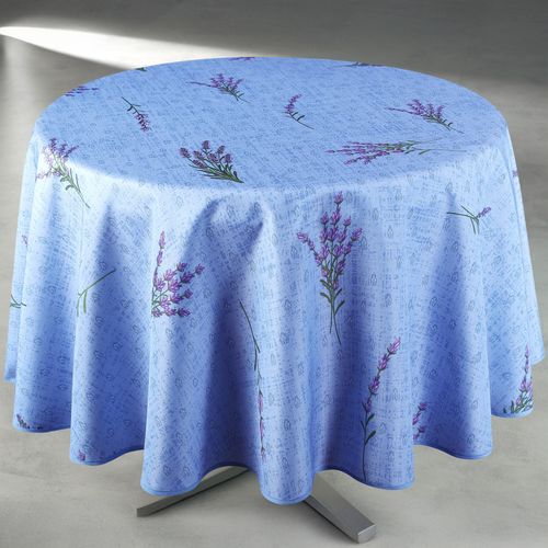 Nappe Anti-tâche Ronde Motif Lavande - 160x160 Cm - Bleu