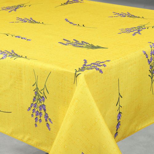 Nappe Anti-tâche Rectangle Motif Lavande - 145x240 Cm - Jaune