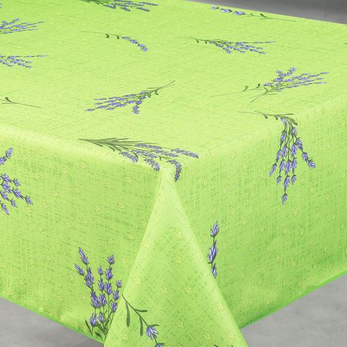 Nappe Anti-tâche Rectangle Motif Lavande - 145x240 Cm - Vert