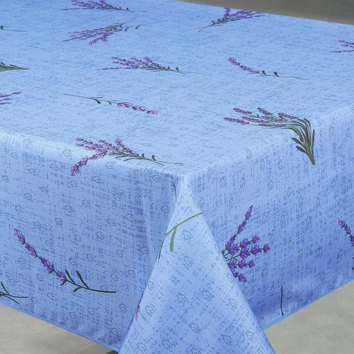 Nappe Anti-tâche Rectangle Motif Lavande - 145x240 Cm - Bleu